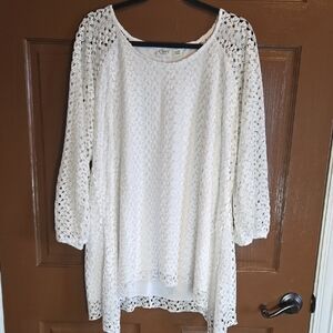 Cato-Ivory pullover lace bolt neck long sleeved top Sz 18/20